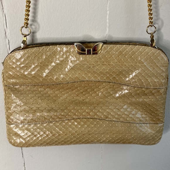 Salvatore Ferragamo vintage Snake buttercup  bag chain or clutch . - Picture 2 of 13